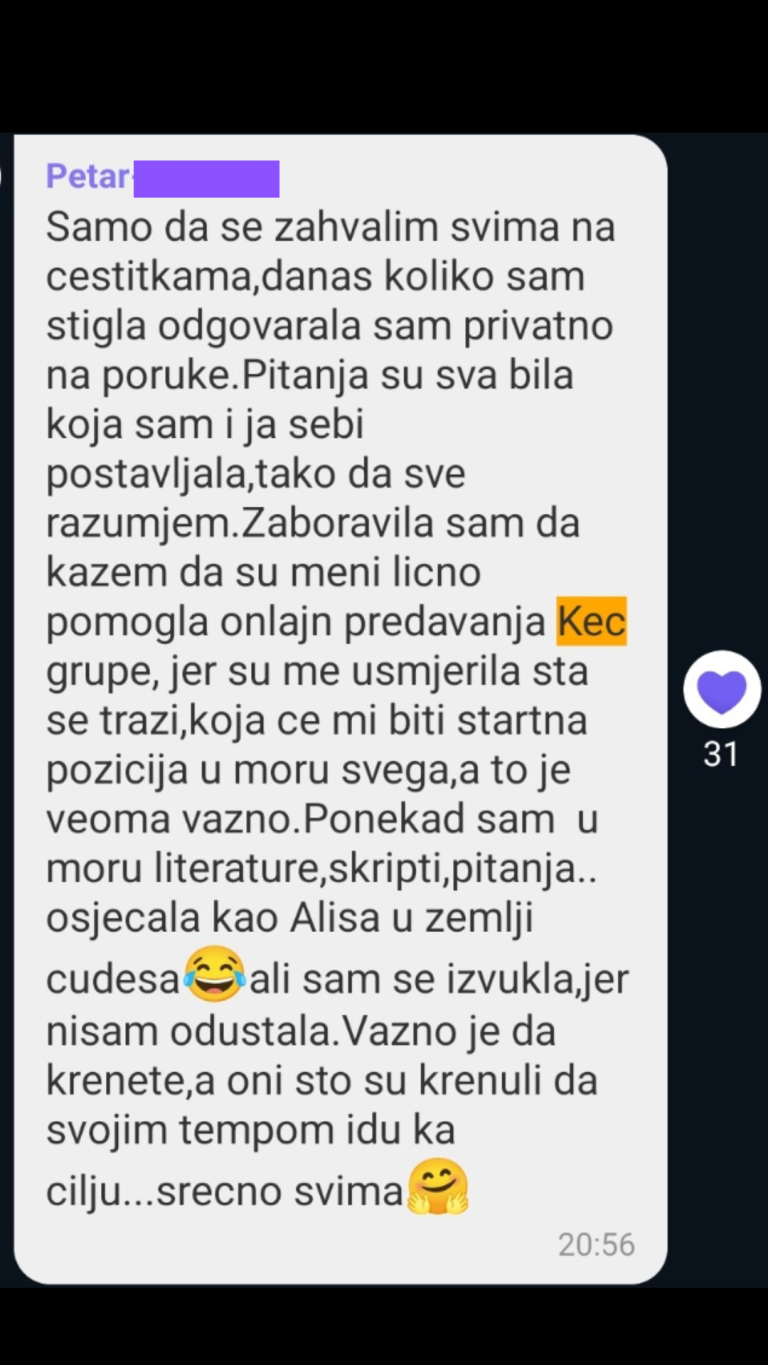 Iskustva polaznika Pripremne nastave - Nivo BiH Kec grupe