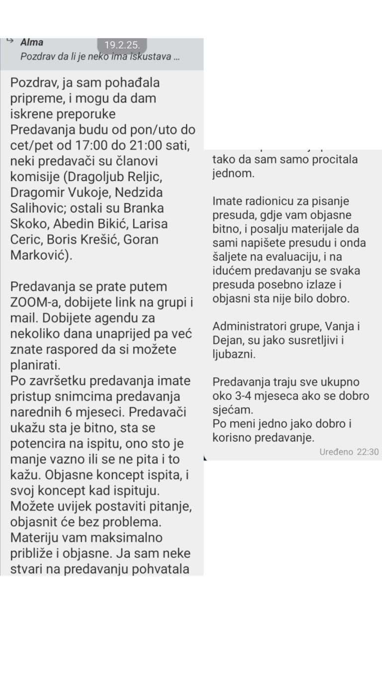Iskustva polaznika Pripremne nastave - Nivo BiH Kec grupe