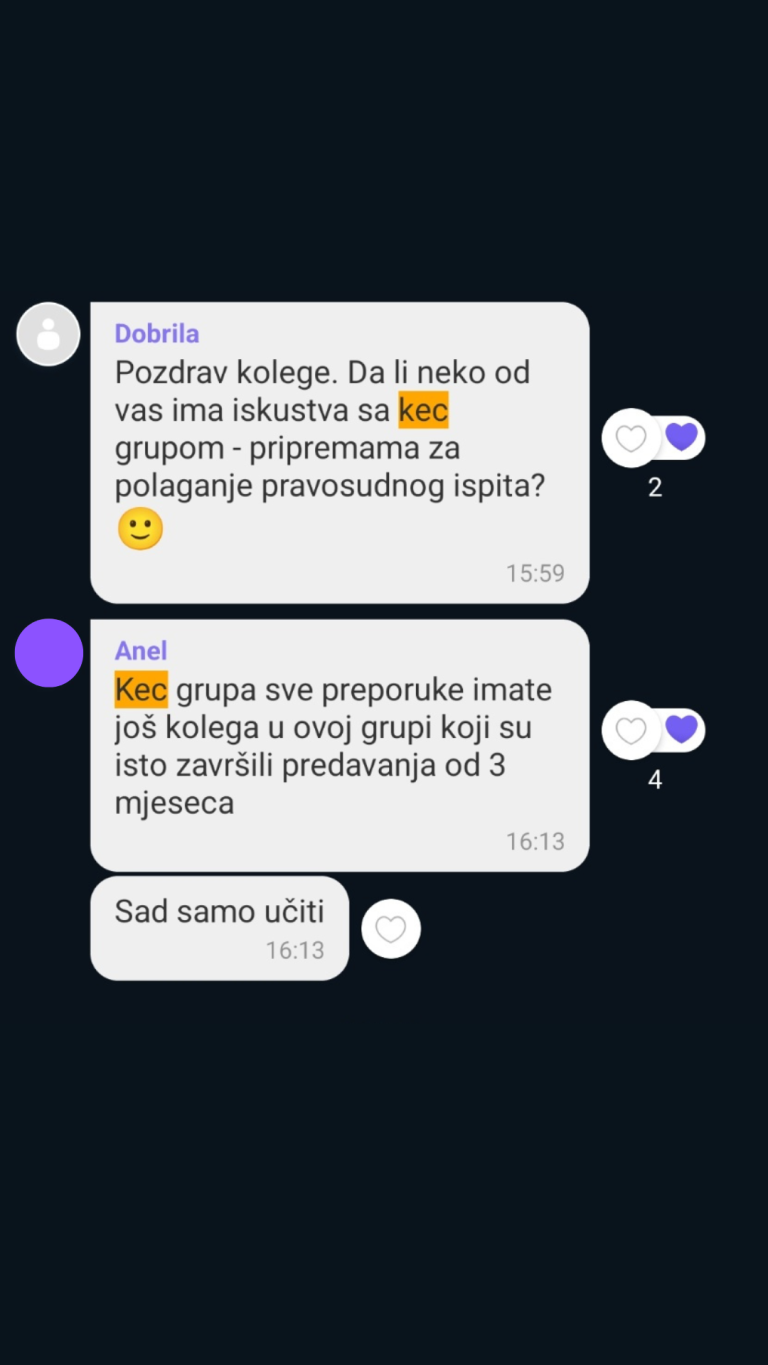 Iskustva polaznika Pripremne nastave - Nivo BiH Kec grupe