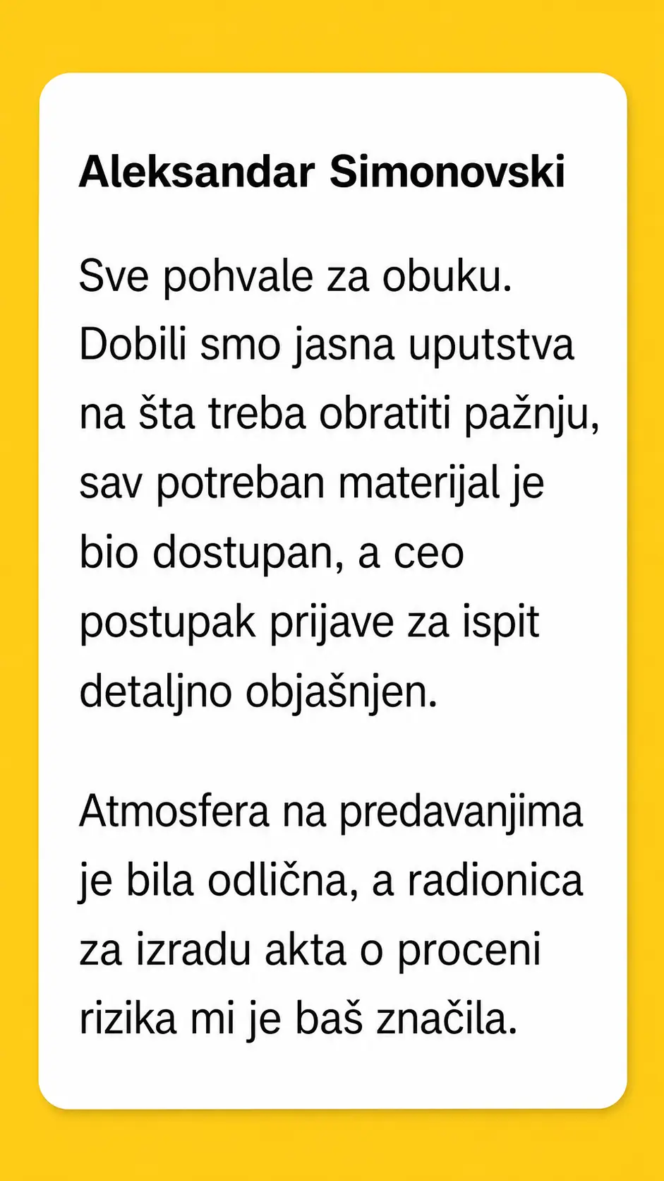 Utisak polaznika programa Pripreme za BZR – Kec grupa