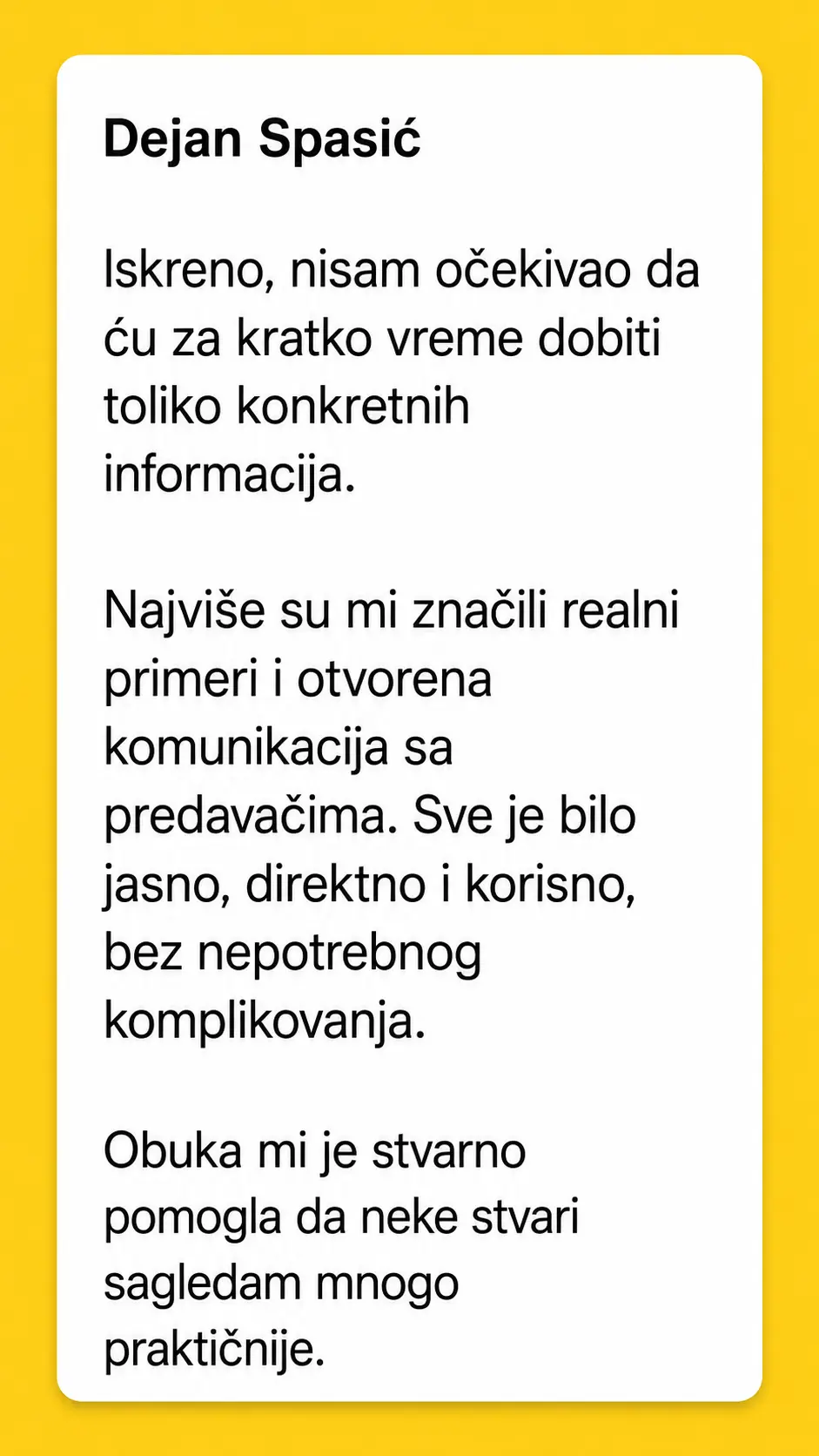 Utisak polaznika programa Pripreme za BZR – Kec grupa